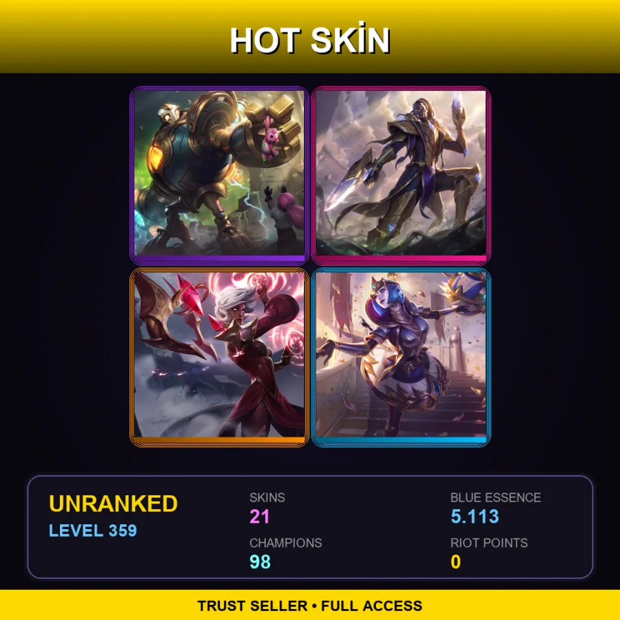 LAN | Lv359 | Unranked | 21 Skin | 98 Champ