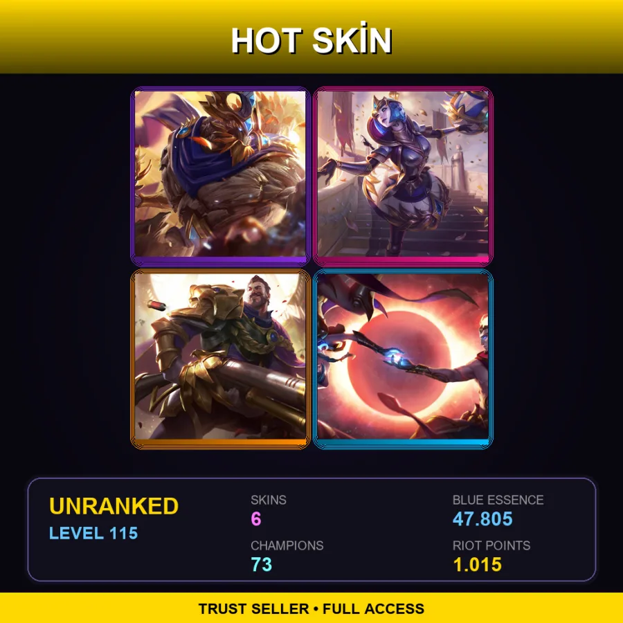 NA | Lv115 | Unranked | 6 Skin | 73 Champ
