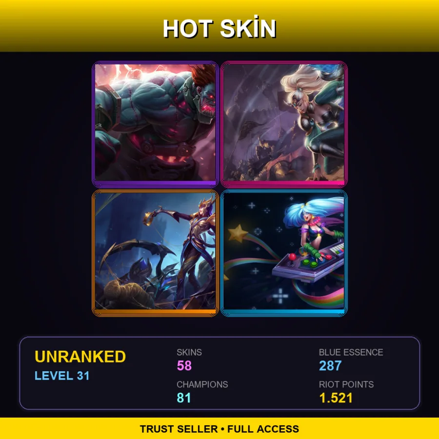 EUW | Lv31 | Unranked | 58 Skin | 81 Champ