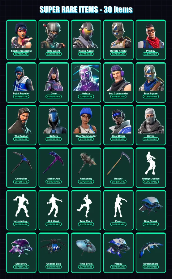 [PC/XBOX] | Sparkle Specialist | Elite Agent | Rogue Agent | Royale Knight | Prodigy | 135 skin | 167 pickaxe | 140 emote | 161 glider | Lv2629 — Fortnite account