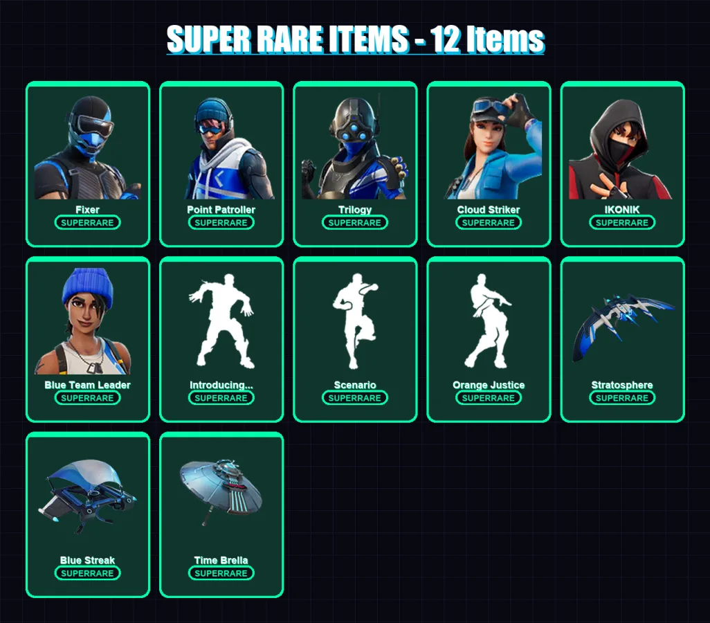 [PC/XBOX/PSN] | Fixer | Point Patroller | Trilogy | Cloud Striker | IKONIK | 164 skin | 213 pickaxe | 167 emote | 165 glider | Lv3083