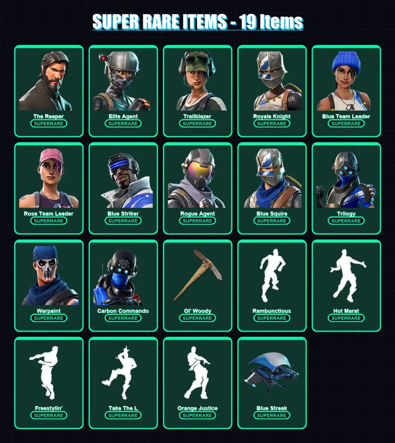[PC/PSN] | The Reaper | Elite Agent | Trailblazer | Royale Knight | Blue Team Leader | 51 skin | 37 pickaxe | 37 emote | 36 glider | Lv449