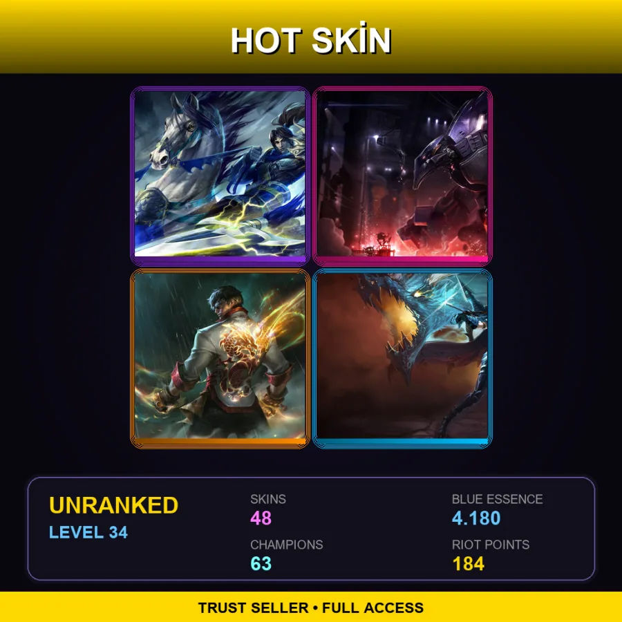 EUW | Lv34 | Unranked | 48 Skin | 63 Champ