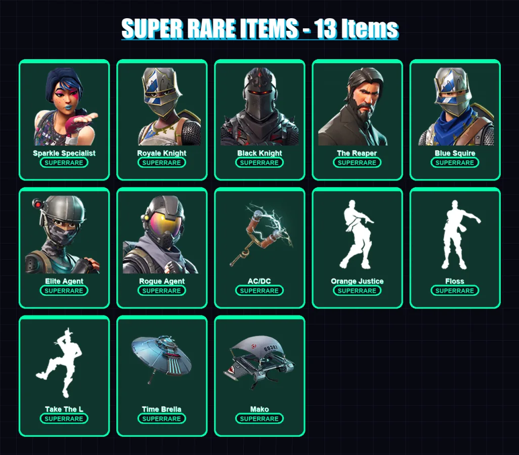 [PC/XBOX/PSN] | Sparkle Specialist | Royale Knight | Black Knight | The Reaper | Blue Squire | 25 skin | 30 pickaxe | 34 emote | 41 glider | Lv818