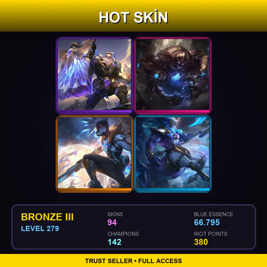 LAS | Lv279 | Bronze III | 94 Skin | 142 Champ — Lil Slugger Trundle