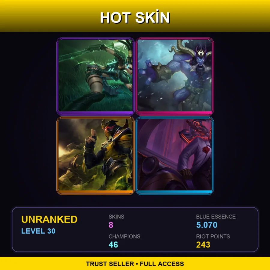 NA | Lv30 | Unranked | 8 Skin | 46 Champ — Yellow Jacket Shen