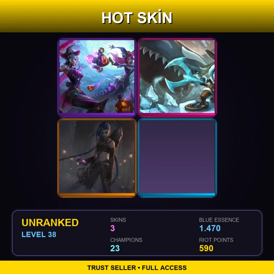 NA | Lv38 | Unranked | 3 Skin | 23 Champ — LoL account