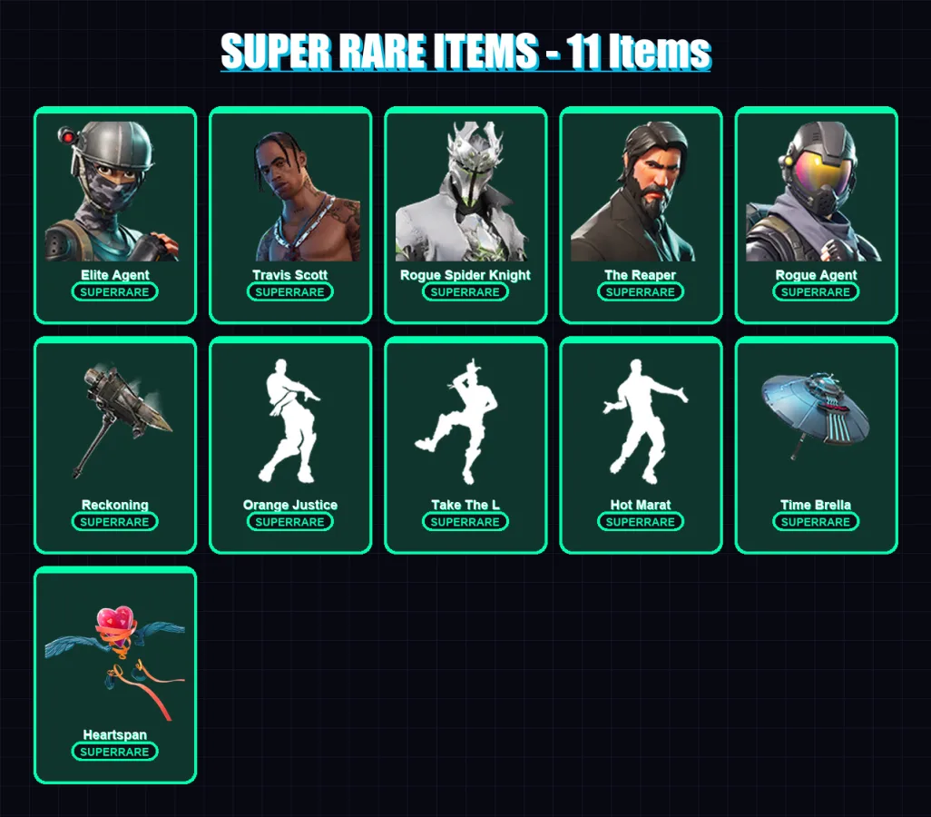 [PC/PSN] | Elite Agent | Travis Scott | Rogue Spider Knight | The Reaper | Rogue Agent | 90 skin | 62 pickaxe | 73 emote | 62 glider | Lv836