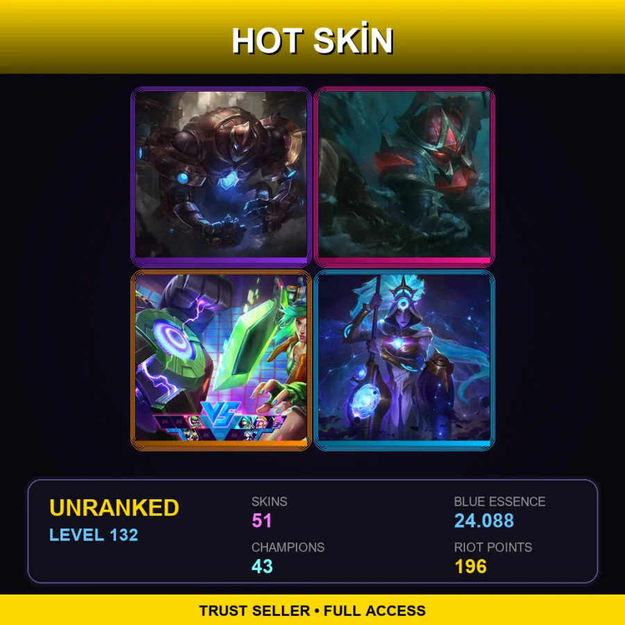 ME | Lv132 | Unranked | 51 Skin | 43 Champ — LoL account