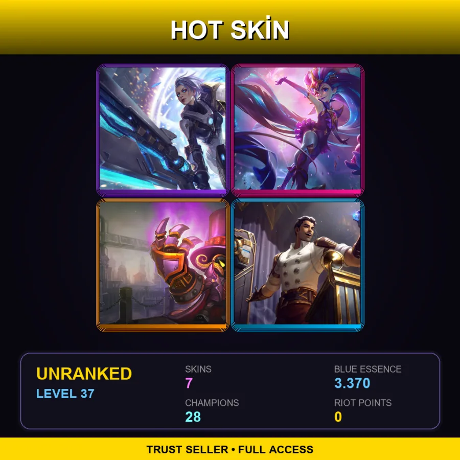 EUW | Lv37 | Unranked | 7 Skin | 28 Champ — LoL account