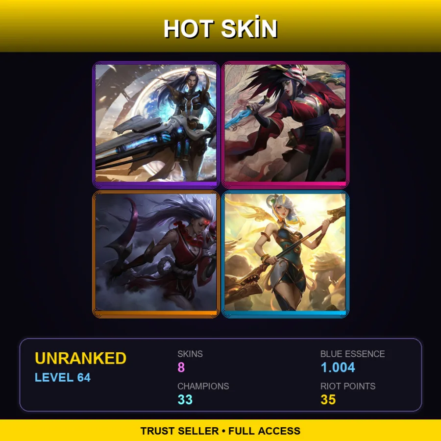 EUNE | Lv64 | Unranked | 8 Skin | 33 Champ