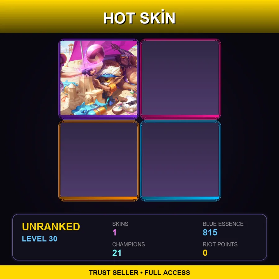 NA | Lv30 | Unranked | 1 Skin | 21 Champ