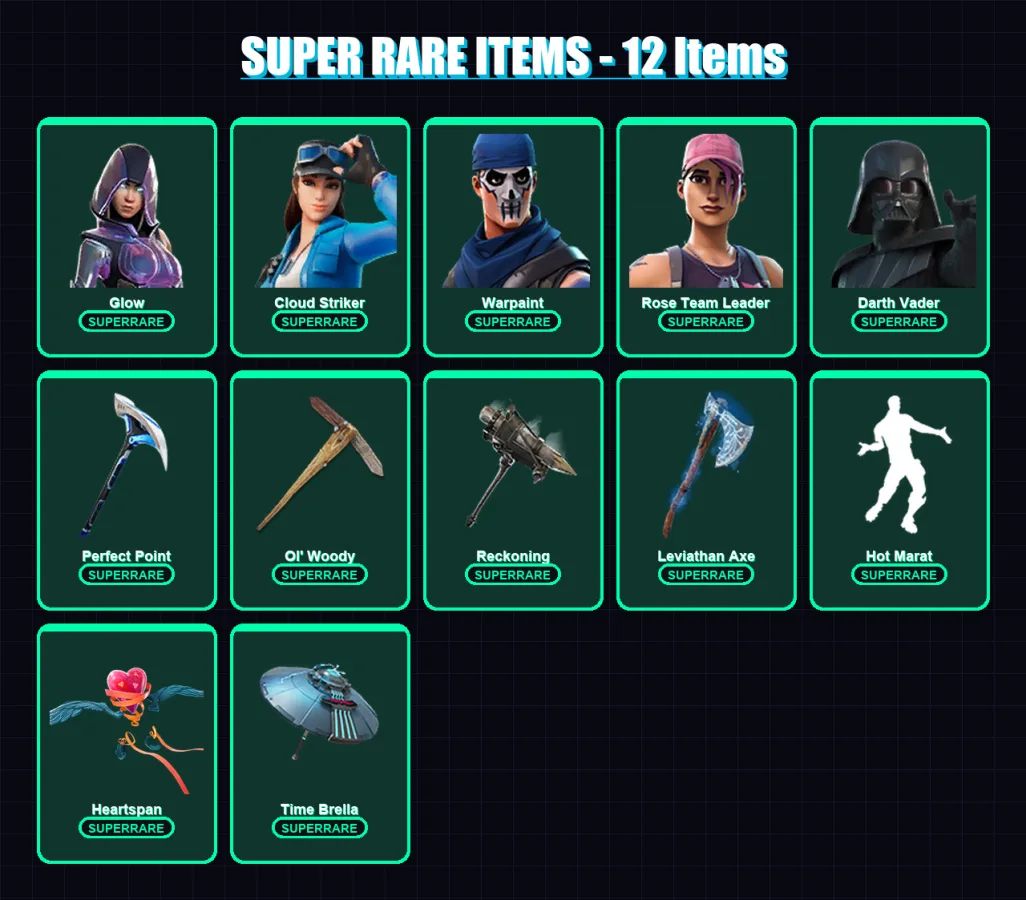 [PC/XBOX/PSN] | Glow | Cloud Striker | Warpaint | Rose Team Leader | Darth Vader | 162 skin | 165 pickaxe | 148 emote | 155 glider | Lv2464