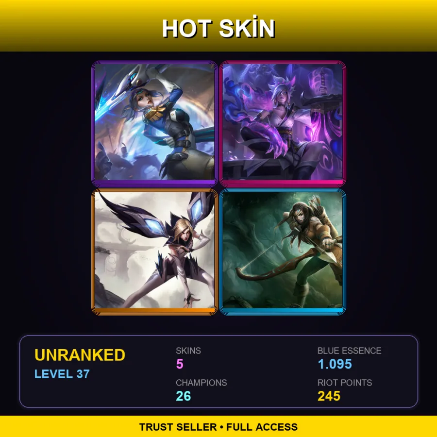 EUW | Lv37 | Unranked | 5 Skin | 26 Champ