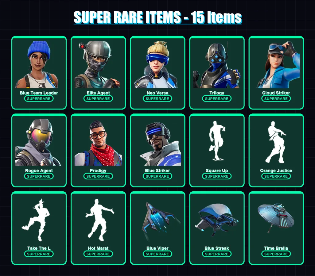 [PS4/PS5/XBOX/PC] | Blue Team Leader | Elite Agent | Neo Versa | Trilogy | Cloud Striker | 40 skin | 56 pickaxe | 57 emote | 46 glider | Lv796 — Fortnite account