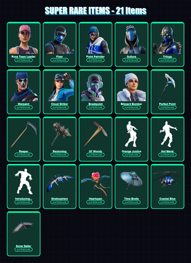 [PS4/PS5/XBOX/PC] | Rose Team Leader | Fixer | Point Patroller | Sultura | Trilogy | 155 skin | 158 pickaxe | 169 emote | 153 glider | Lv2010