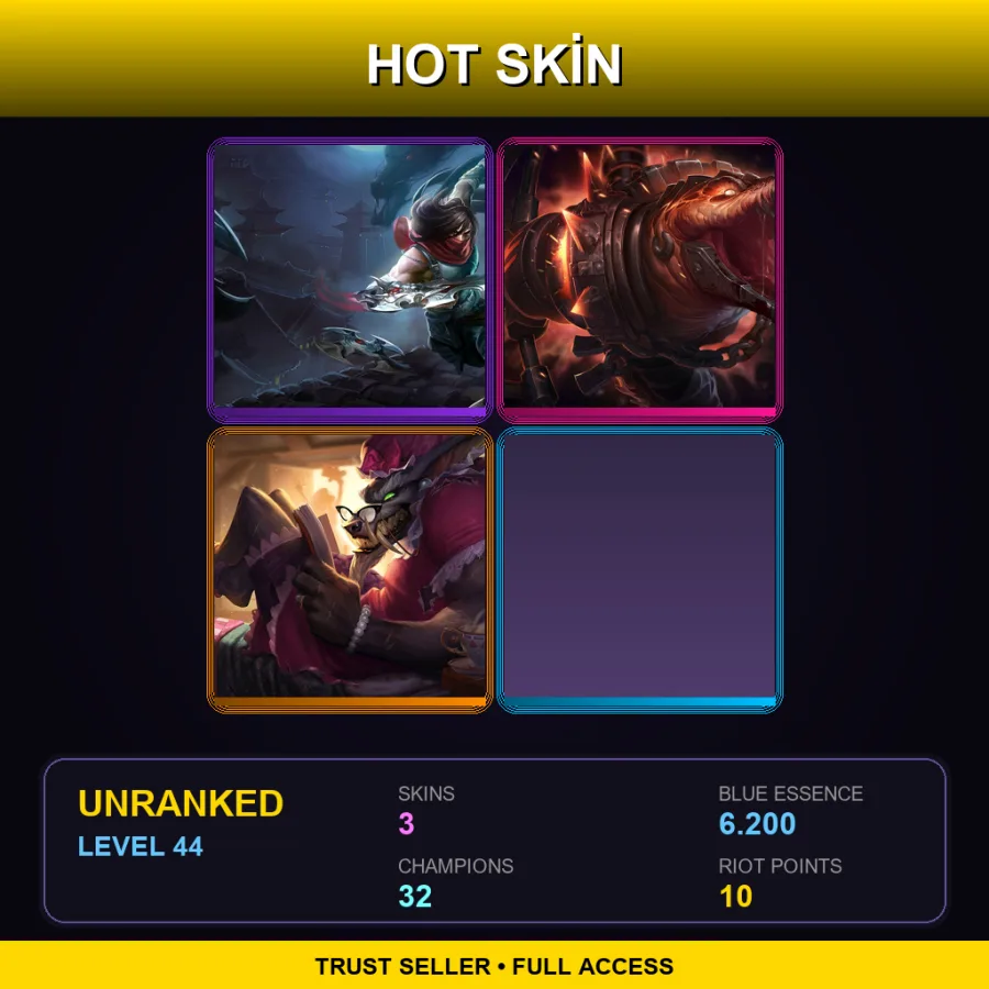 TR | Lv44 | Unranked | 3 Skin | 32 Champ