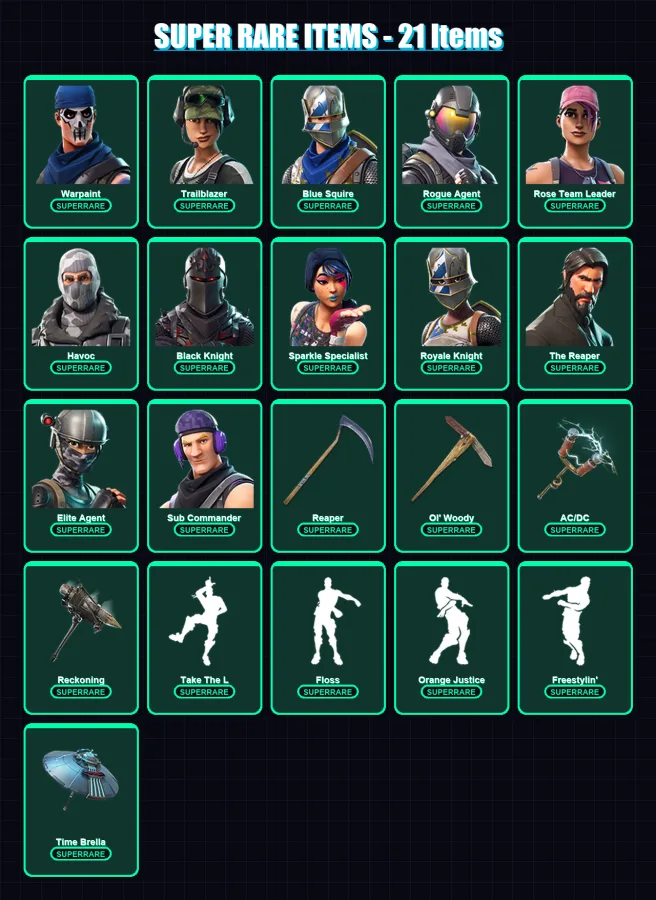 [PC/PSN] | Warpaint | Trailblazer | Blue Squire | Rogue Agent | Rose Team Leader | 112 skin | 81 pickaxe | 76 emote | 73 glider | Lv966