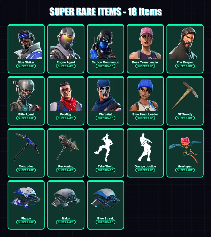[PS4/PS5/XBOX/PC] | Blue Striker | Rogue Agent | Carbon Commando | 91 skin | Lv1118