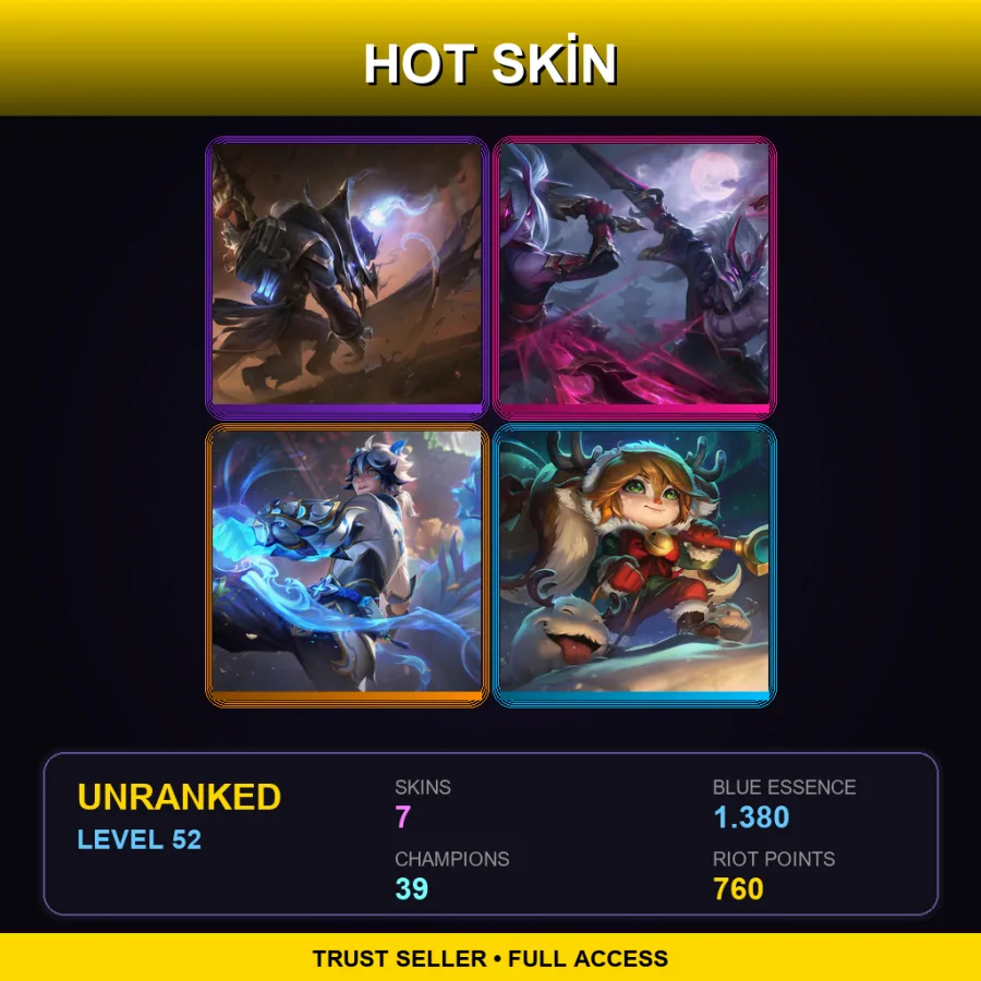 EUW | High Noon Twitch | Blood Moon Master Yi | Porcelain Protector Ezreal | Snow Fawn Poppy | 7 Skin | 39 Champ | Lv52