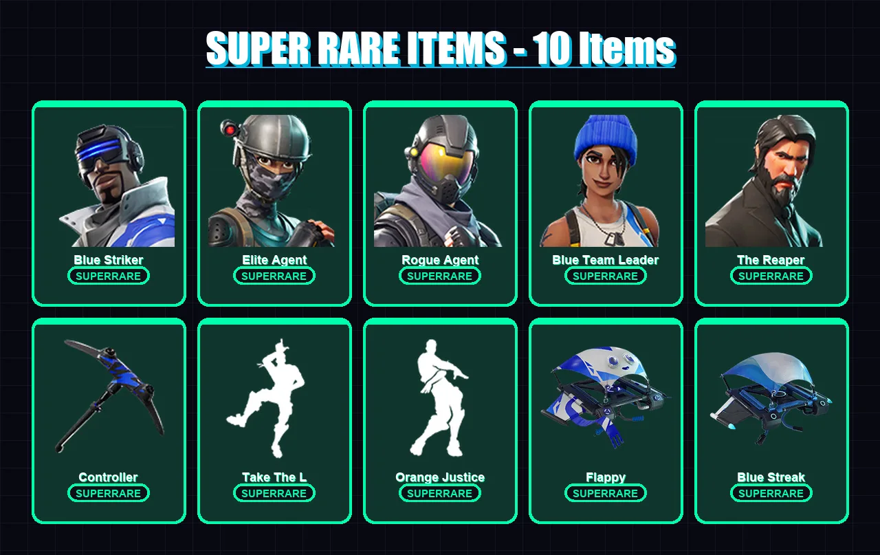 [PS4/PS5/XBOX/PC] | Blue Striker | Elite Agent | Rogue Agent | Blue Team Leader | The Reaper | 26 skin | 13 pickaxe | 15 emote | 18 glider | Lv171 — Fortnite account