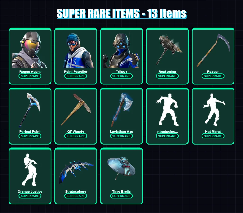 [PS4/PS5/XBOX/PC] | Rogue Agent | Point Patroller | Trilogy | Kymera | The Foundation | 170 skin | 208 pickaxe | 161 emote | 157 glider | Lv2725