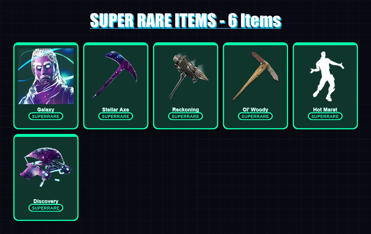 [PC] | Galaxy | The Ice King | Enforcer | Krampus | Drift | 43 skin | 48 pickaxe | 51 emote | 57 glider | Lv685