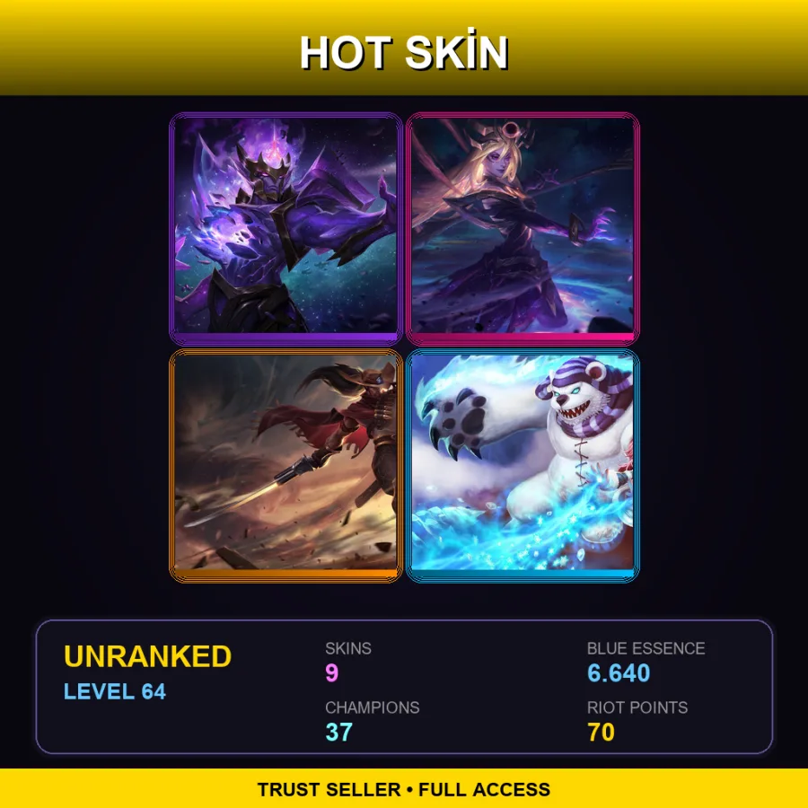 LAN | Lv64 | Unranked | 9 Skin | 37 Champ with Cho'Gath