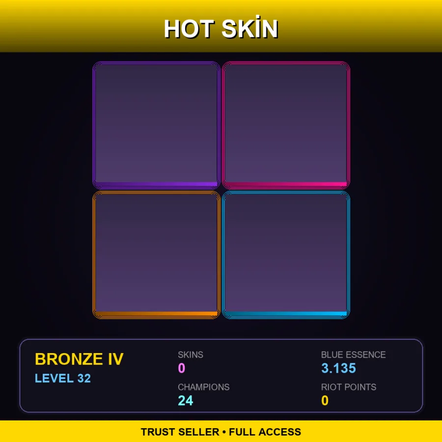 EUW | Lv32 | Bronze IV | 0 Skin | 24 Champ