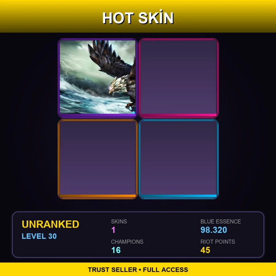 EUW | Lv30 | Unranked | 1 Skin | 16 Champ — LoL account
