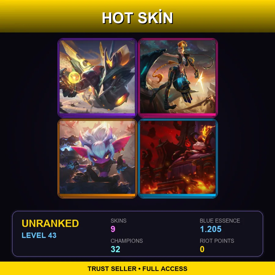EUW | Lv43 | Unranked | 9 Skin | 32 Champ — Unranked / Smurf League of Legends