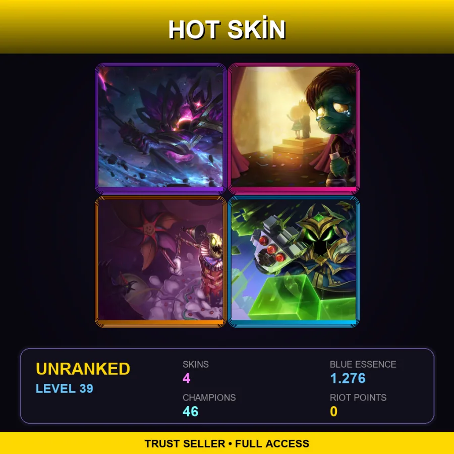 LAN | Lv39 | Unranked | 4 Skin | 46 Champ — LoL account