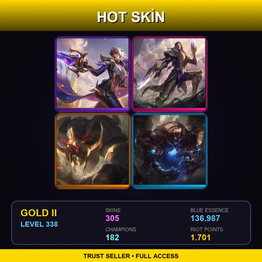 JP | Victorious Fiora | Victorious Lucian | Conqueror Alistar | Hextech Galio | 305 Skin | 182 Champ | Gold II | Lv338