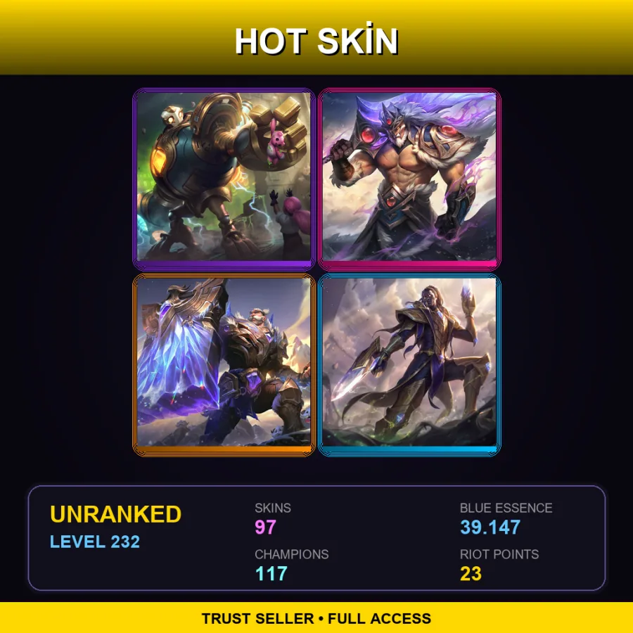 EUNE | Lv232 | Unranked | 97 Skin | 117 Champ — Grand Reckoning Draven