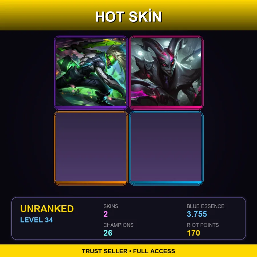 EUW | Lv34 | Unranked | 2 Skin | 26 Champ