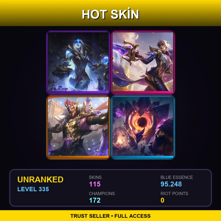 TR | Lv335 | Unranked | 115 Skin | 172 Champ — LoL account