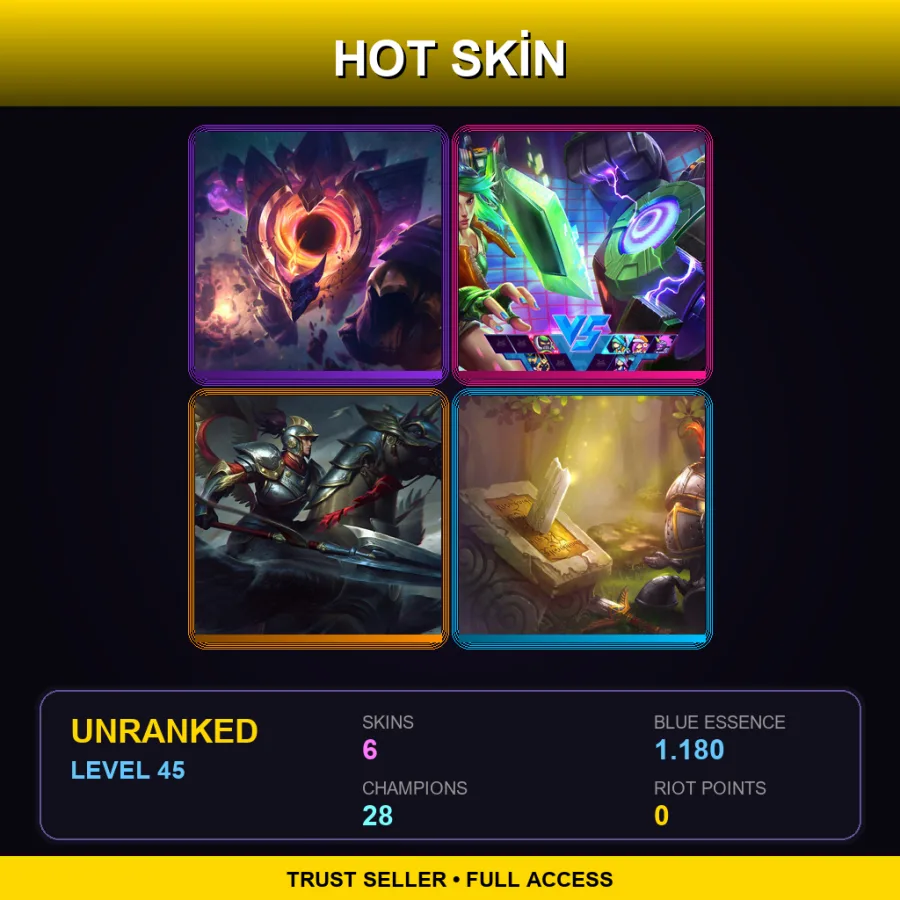 EUW | Lv45 | Unranked | 6 Skin | 28 Champ — LoL account