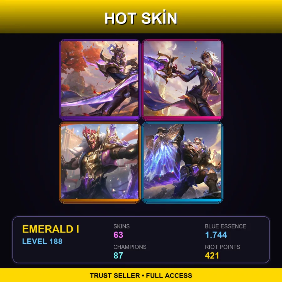 RU | Lv188 | Emerald I | 63 Skin | 87 Champ