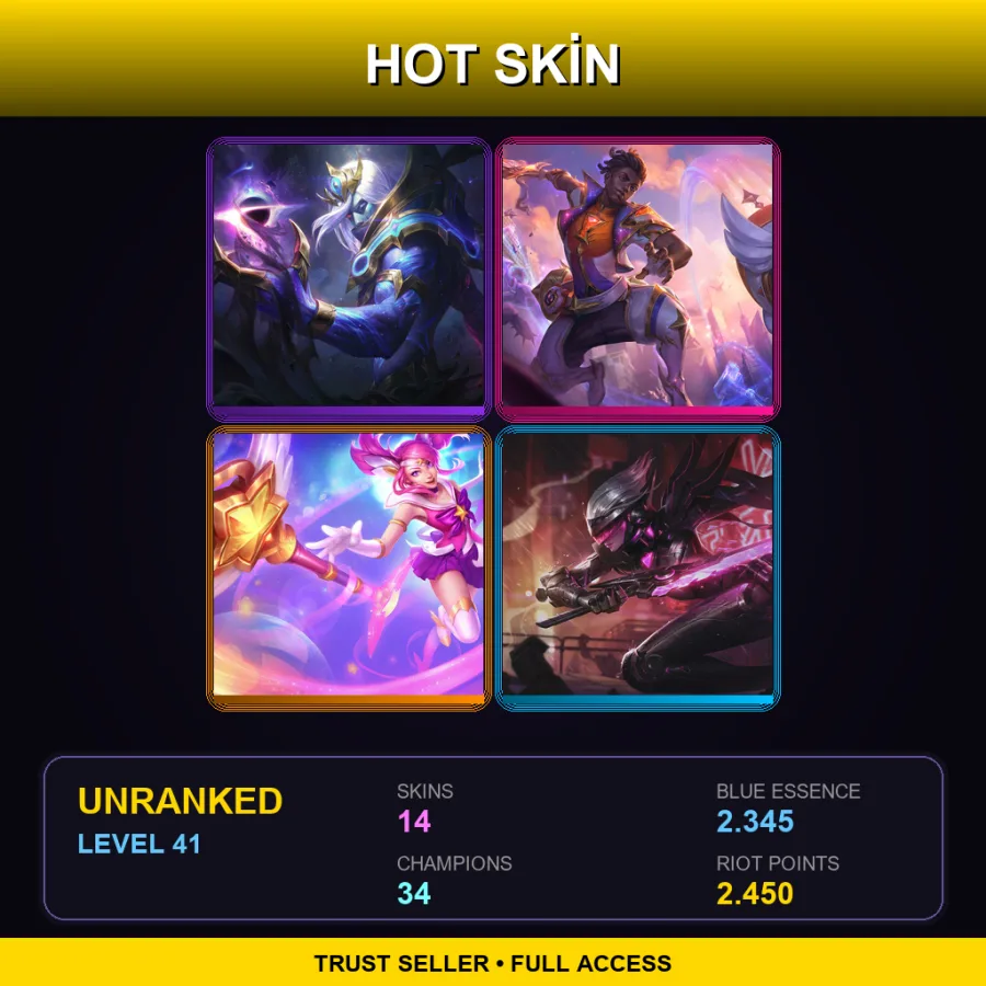 EUNE | Lv41 | Unranked | 14 Skin | 34 Champ — LoL account