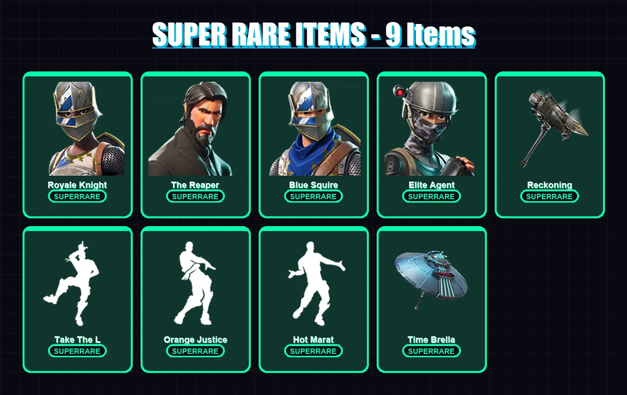 [PS4/PS5/XBOX/PC] | Royale Knight | The Reaper | Blue Squire | Elite Agent | Carbide | 81 skin | 49 pickaxe | 83 emote | 63 glider | Lv871