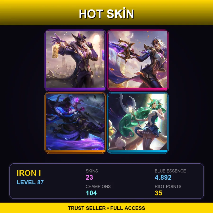 BR | Lv87 | Iron I | 23 Skin | 104 Champ with Seraphine