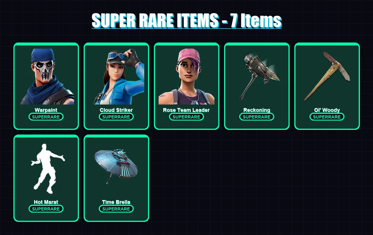 [PC/XBOX] | Warpaint | Cloud Striker | Rose Team Leader | Kymera | Blaze | 94 skin | 100 pickaxe | 88 emote | 90 glider | Lv1550