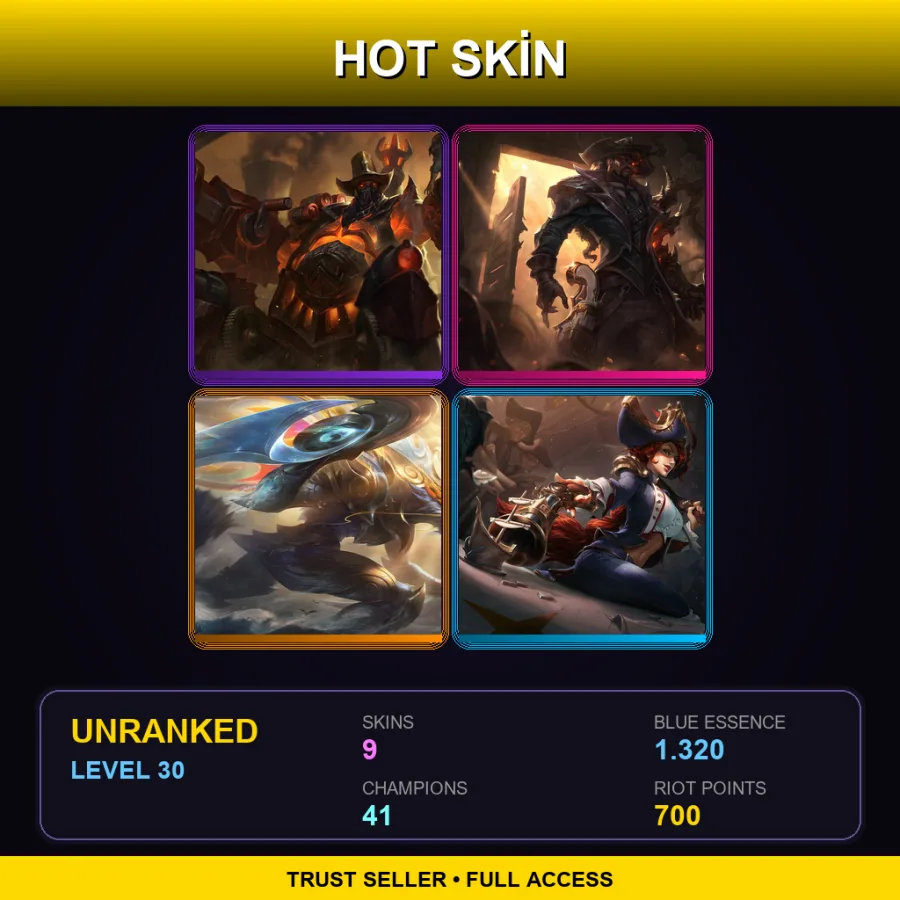 LAN | Lv30 | Unranked | 9 Skin | 41 Champ — LoL account