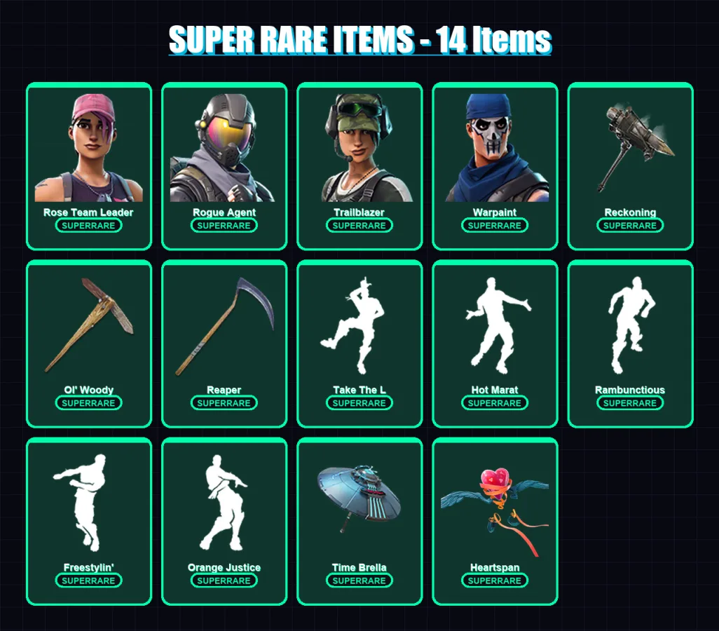 [PC/PSN] | Rose Team Leader | Rogue Agent | Trailblazer | Warpaint | Dark Voyager | 137 skin | 152 pickaxe | 109 emote | 140 glider | Lv1914