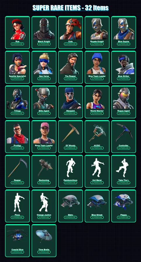 [PC] | OG Skull Trooper | Rue | Black Knight | Cole | Royale Knight | 181 skin | 130 pickaxe | 132 emote | 103 glider | Lv1672