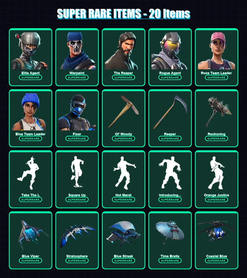 [PC/XBOX] | Elite Agent | Warpaint | The Reaper | Rogue Agent | Rose Team Leader | 153 skin | 172 pickaxe | 155 emote | 148 glider | Lv1793