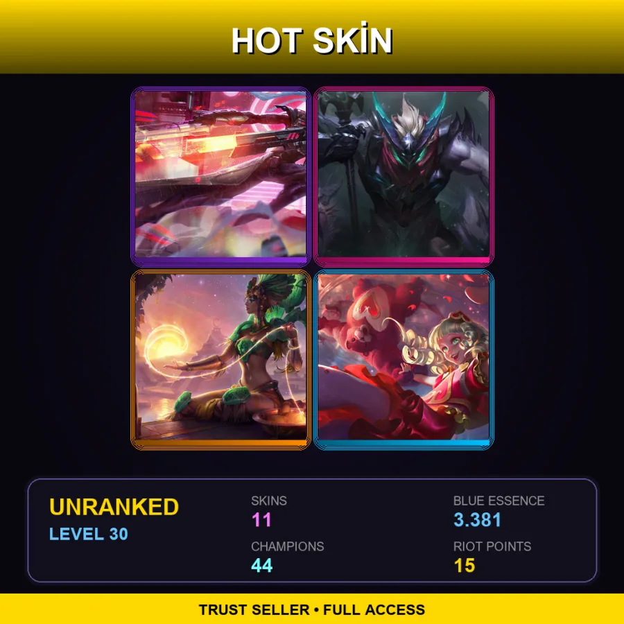 NA | Lv30 | Unranked | 11 Skin | 44 Champ — LoL account