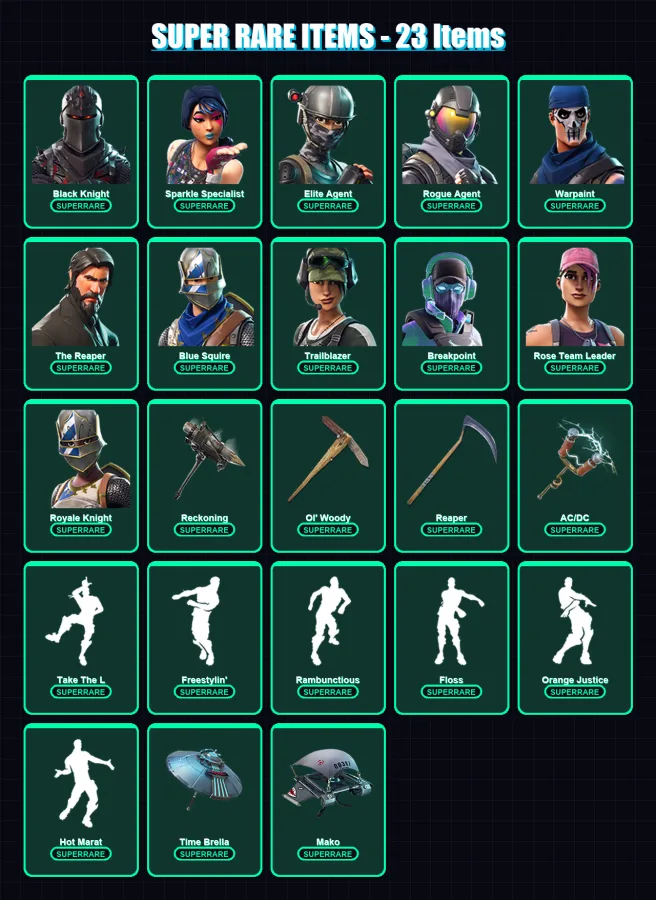 [PC/PSN] | Black Knight | Sparkle Specialist | Elite Agent | Rogue Agent | Warpaint | 123 skin | 99 pickaxe | 140 emote | 105 glider | Lv1493