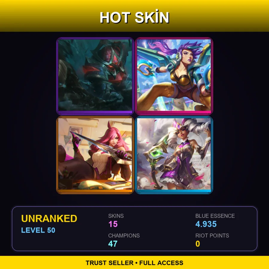 EUNE | Lv50 | Unranked | 15 Skin | 47 Champ — LoL account