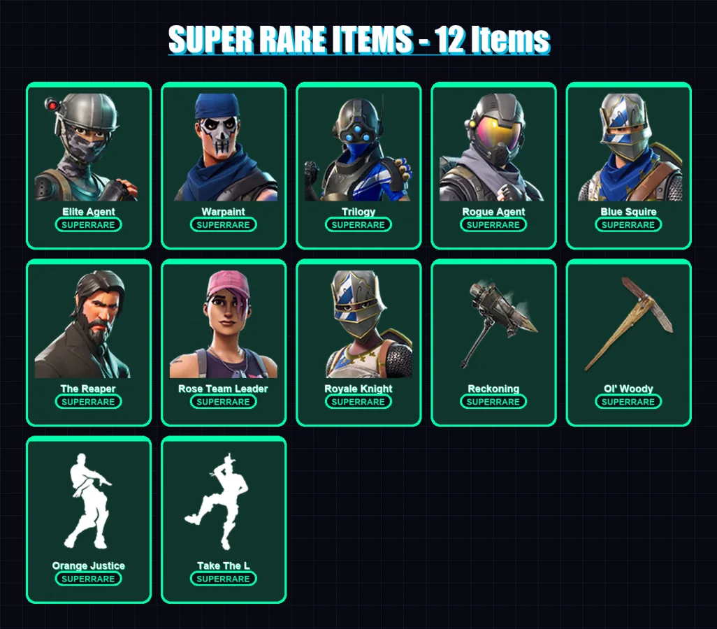 [PC/XBOX] | Elite Agent | Warpaint | Trilogy | Rogue Agent | Blue Squire | 66 skin | 71 pickaxe | 64 emote | 74 glider | Lv965